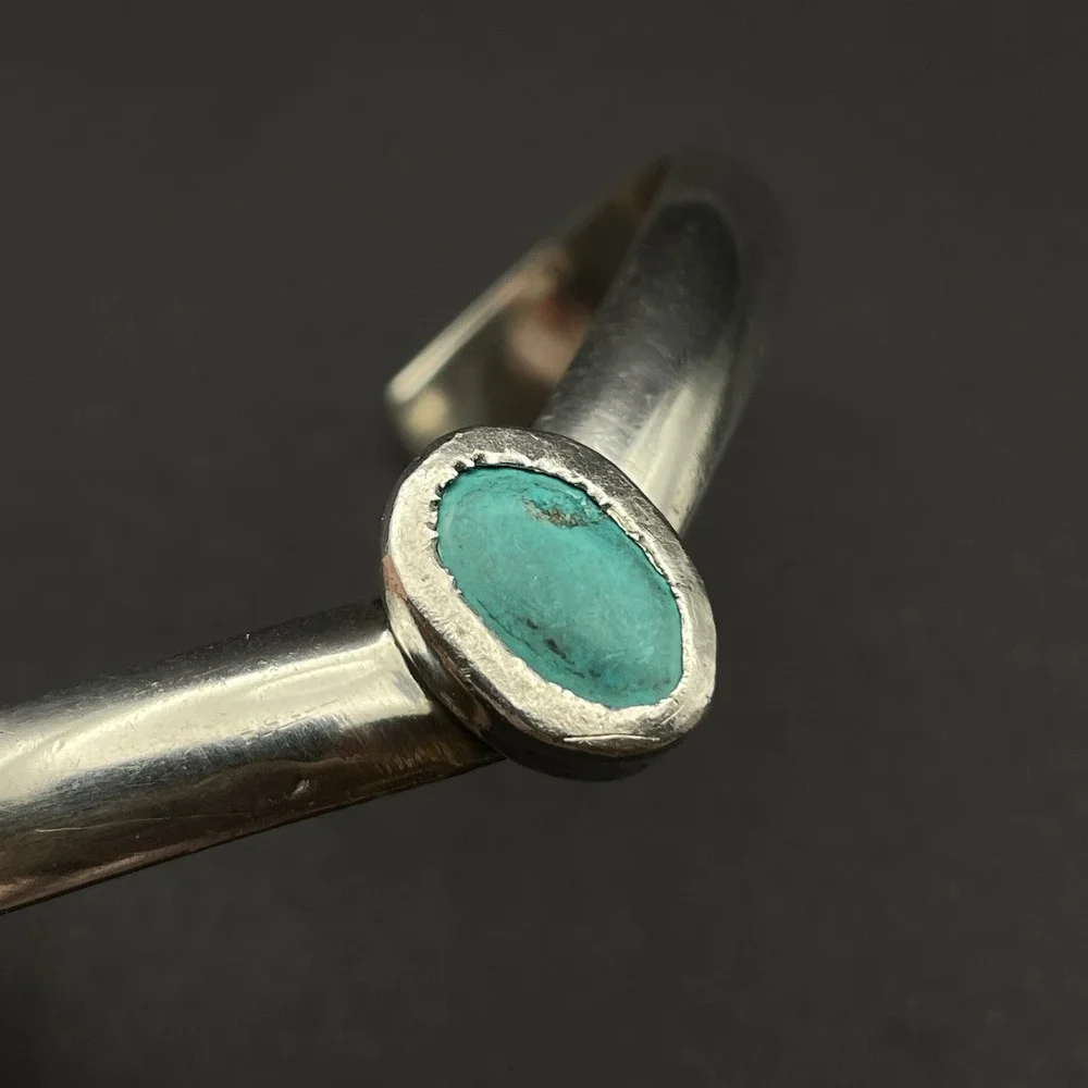 Somerset Sterling Silver Turquoise Cuff Bracelet Boho Chevron Stacking‎ Cuff
